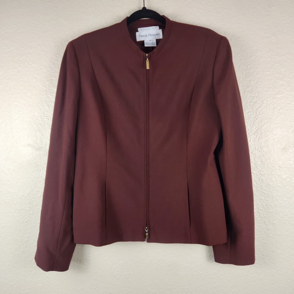 Vintage Rene Rowan Jacket Womens Size 10 Brown‎ Strech